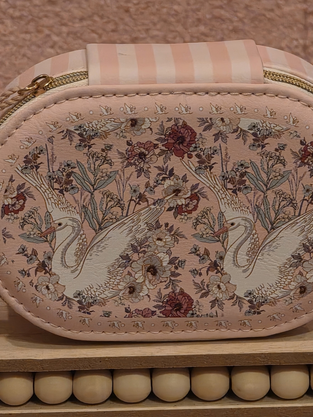 Pink Swan Floral Jewelry Box